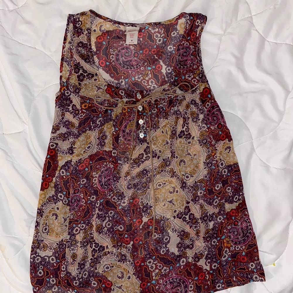 Mossimo Brown BoHo sheer tank top size medium